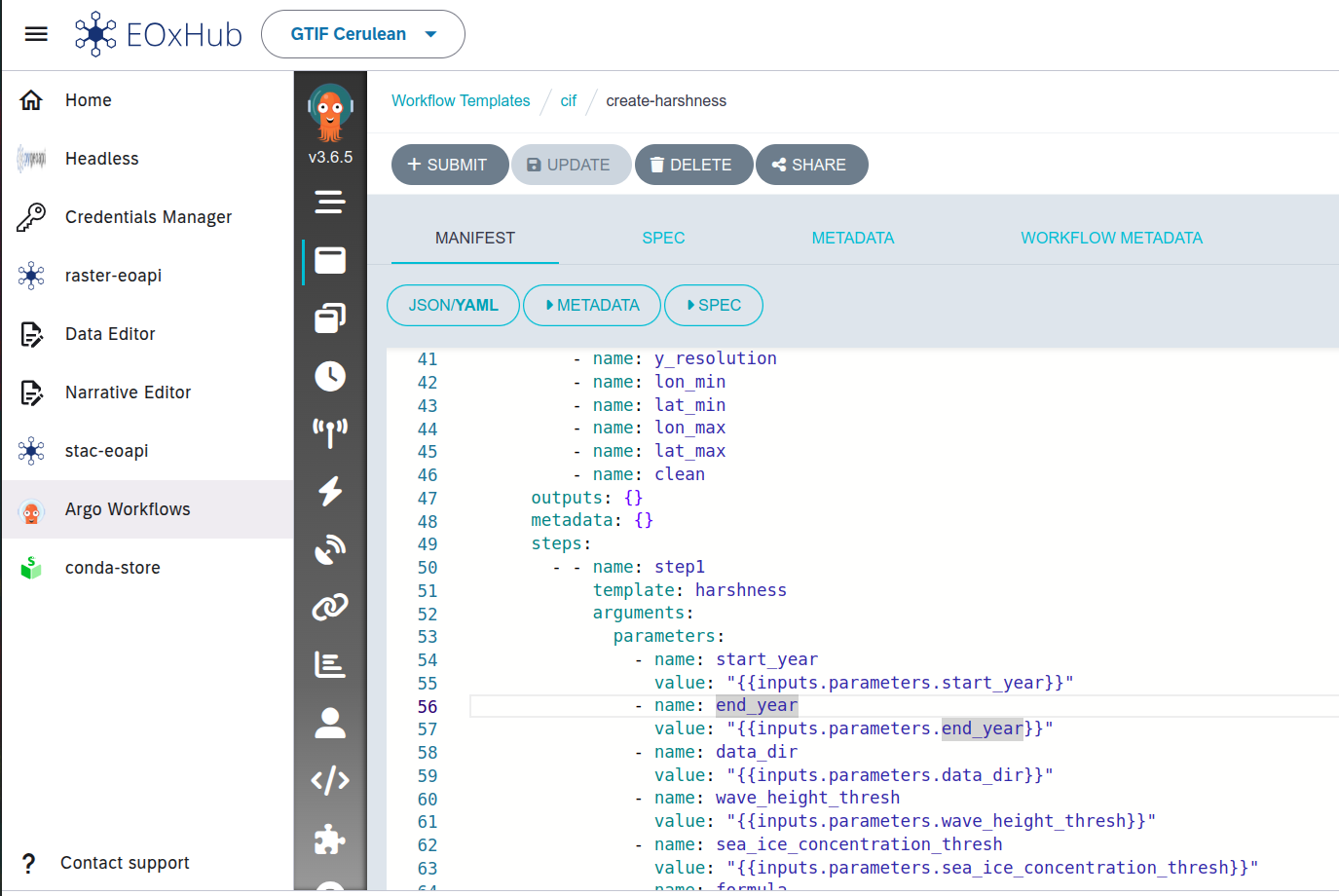 Argo Workflow Templates input mapping in web editor