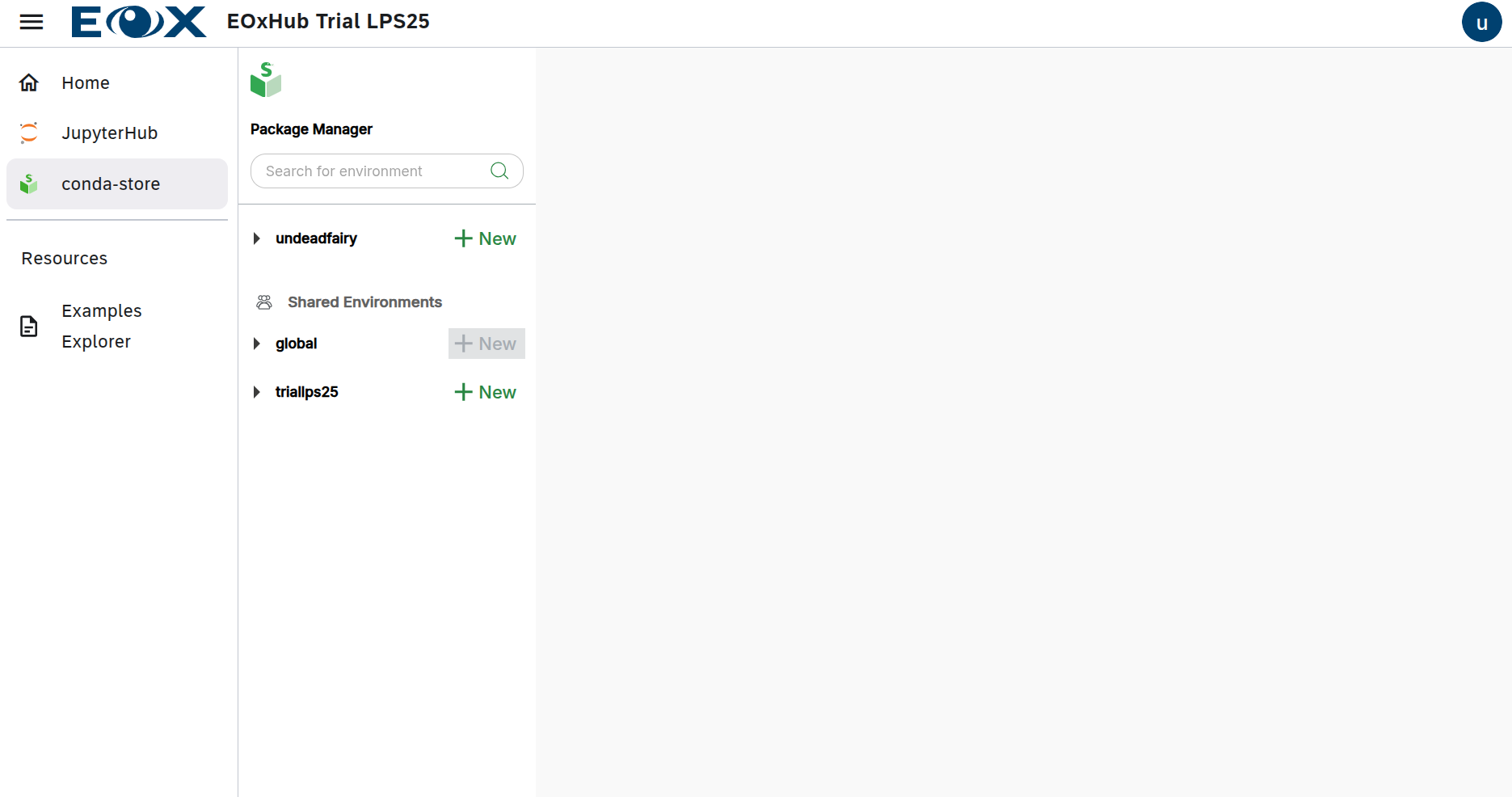 Conda store User interface