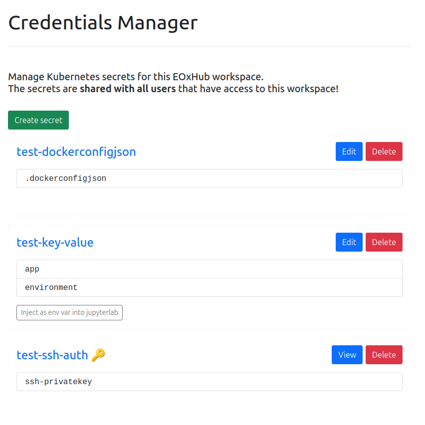 Credentials manager